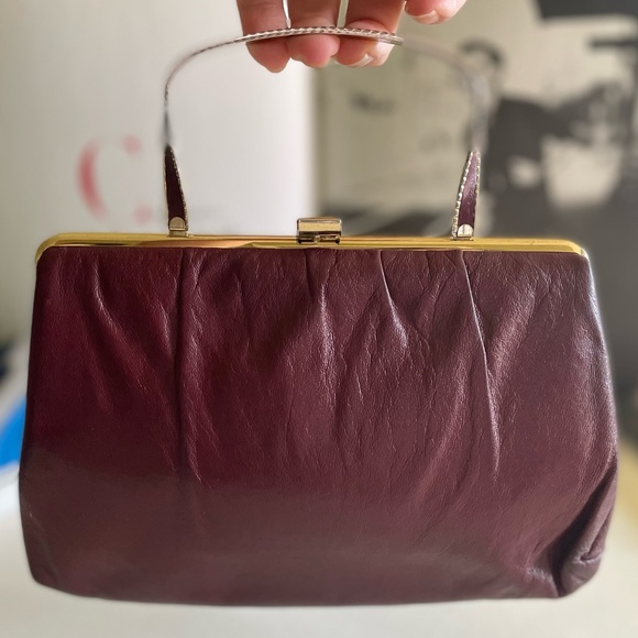 Ande Burgundy Leather Vintage Handbag - Picture 1 of 15
